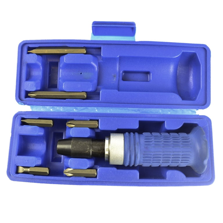 Impact Screwdriver Set 7-Piece - 1/2" Drive Hammer-Action Driver With Bits For Stuck Screws & Bolts