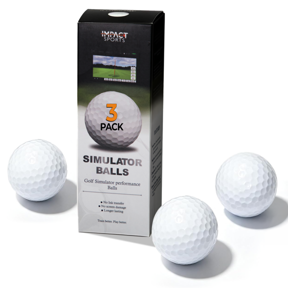Impact sports Golf Simulator Balls for Indoor Practice, 3 Pack - Symmetric Dimple Pattern, Durable Cover, Soft Feel, True Flight, Gives Consistent Performance, 3 Balls Per Box, 45.9 g