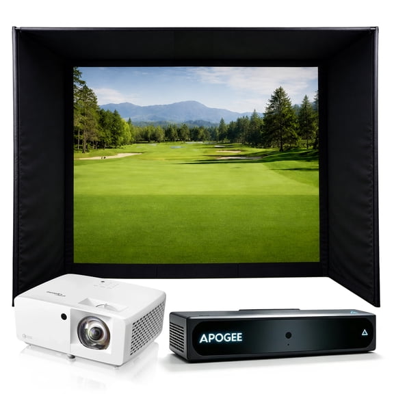 Impact sports Golf Simulator Bundle with Enclosure, Screen, Apogee Launch Monitor & Projector [12'3" x 4'11" x 9'4"]