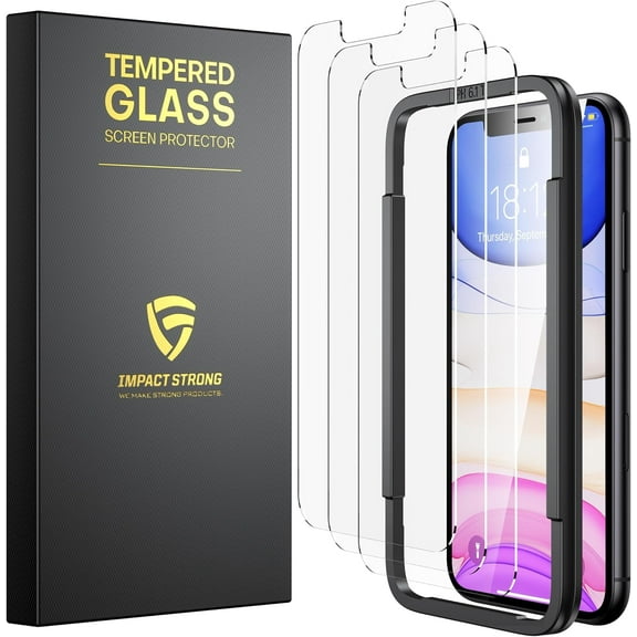 ImpactStrong Shatterproof Tempered Glass Screen Protector for iPhone 11 Pro Max/iPhone XS Max [Easy Installation Frame] [Bubble Free] [9H Hardness] [Full Coverage] Case Friendly, 6.5 Inch (3-Pack)