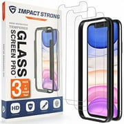 ImpactStrong Shatterproof Tempered Glass Screen Protector for iPhone 11 Pro, iPhone XS, iPhone X [Easy Installation Frame] [Bubble Free] [9H Hardness] [Full Coverage] Case Friendly, 5.8 Inch (3-Pack)