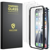 ImpactStrong Shatterproof Tempered Glass Screen Protector for iPhone 12 Pro Max [Easy Installation Frame] [Bubble Free] [9H Hardness] [Full Coverage] Case Friendly, 6.7 Inch (3-Pack)