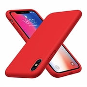 ImpactStrong Silicone Heavy Duty Liquid Gel Shockproof Cell Phone Case with Soft Microfiber Cloth Cushion for iPhone X/XS 5.8 Inch, Red