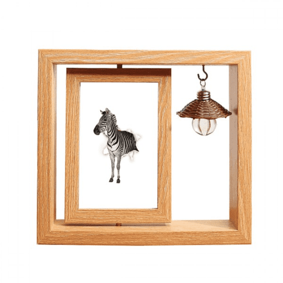 Impacted Animal Paper Breakage Wooden Rotating Picture Photo Frame 4x6