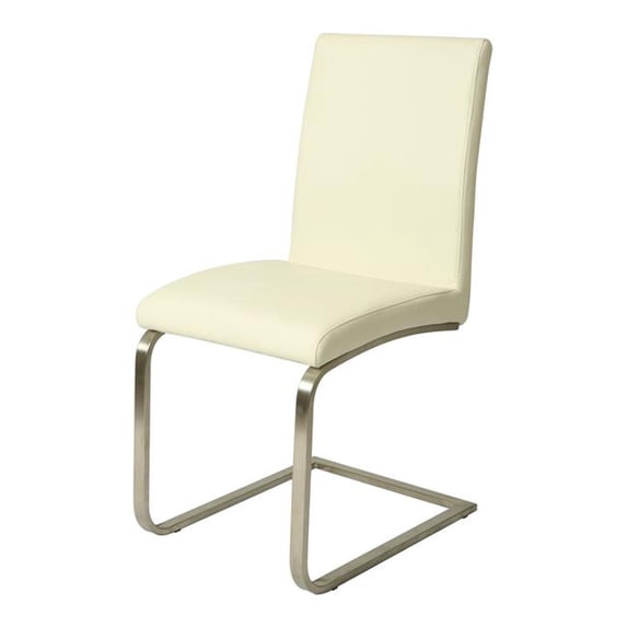 Impacterra 36.75 x 17.75 x 24 in. Monaco Side Chair in Stainless Steel, PU Ivory