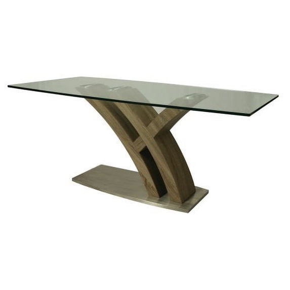 Impacterra 70 x 38 in. Quanto Basta Rectangular Table with Glass Top in Champagne Glass & Clear Glass
