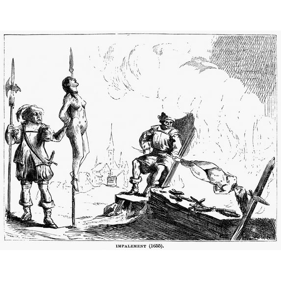 Impalement Of Waldenses. Nthe Persecution Of Waldenses Women By The Roman Catholics In 1655. Wood Engraving American