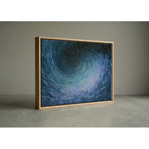 Impasto Blue Galaxy Swirling Starry Night Sky Cosmic Portrait Decor Unframed Paper Print