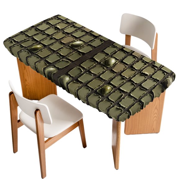 Impasto Grid Fitted Rectangle Tablecloth 24" x 36" Modern Abstract Olive Green Square Paint Swatches Elastic Table Cloth Fits for 3 Foot Folding Tables Waterproof Table Cover for Picnic Camping
