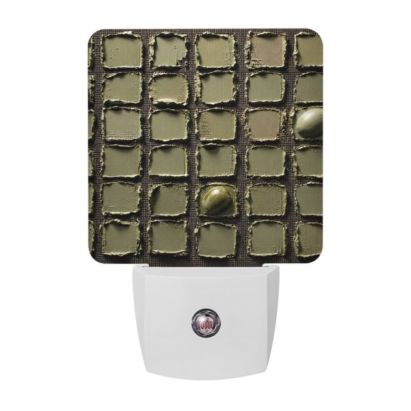 Impasto Grid Night Lights, Modern Abstract Olive Green Square Paint Swatches Smart Auto Dusk to Dawn Sensor Nightlights Plug-in Nightlight for Bedroom Bathroom Living Room Kitchen Hallway