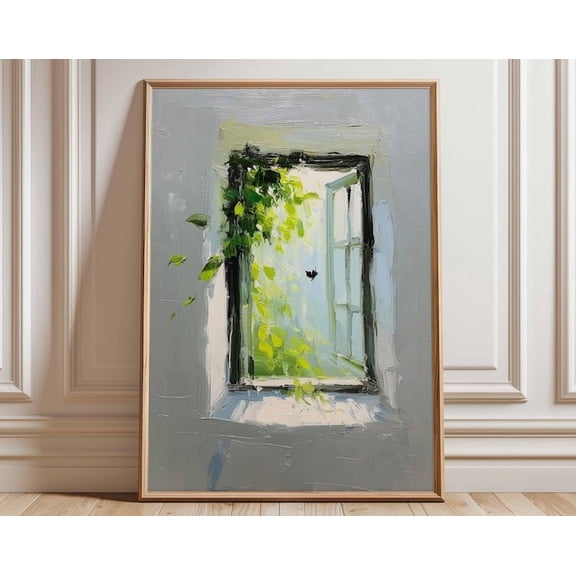 Impasto Open Window Wall Art Print, Unframed Paper Poster 11x14in