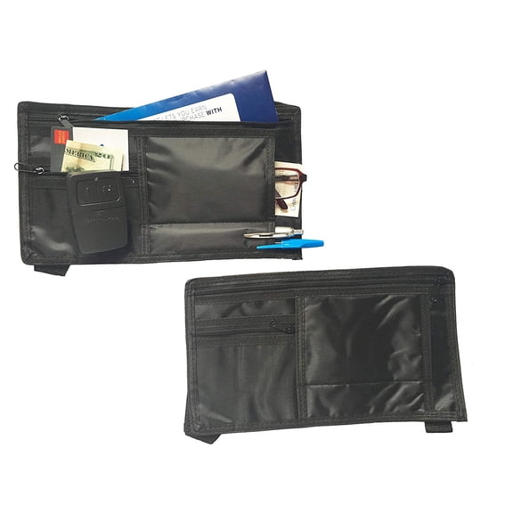 ImpecGear 2-Pack Deluxe Auto Car Visor Organizer Item Holder Storage Multi-Pocket with Velcro Strap