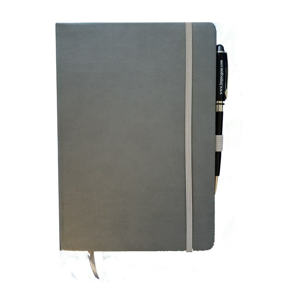 ImpecGear Classic Notebook/Writing Journal 5.5 x 8.25 Black Gray Orange Free Pen (Pack of 1, Gray/Gray)