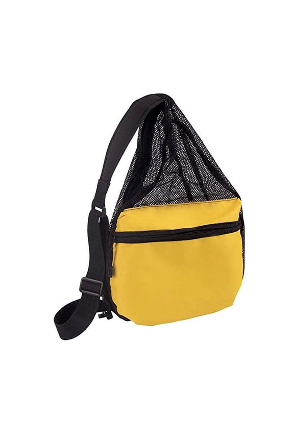 Polyester Small Lightweight Zippered Travel Portable Mesh Backpack (Gold/Black - Pack of 1)