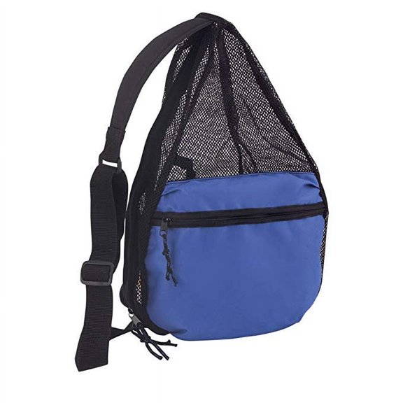 ImpecGear Polyester Small Lightweight Zippered Travel Portable Mesh Backpack (Royal/Black - Pack of 1)
