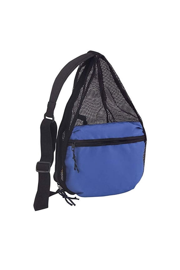 Polyester Small Lightweight Zippered Travel Portable Mesh Backpack (Royal/Black - Pack of 1)