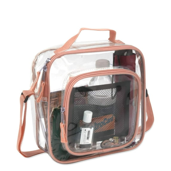 ImpecGear Transparent Toiletry Organizer Bag For Travel, Work, Hygiene, Essentials - Clear/Peach