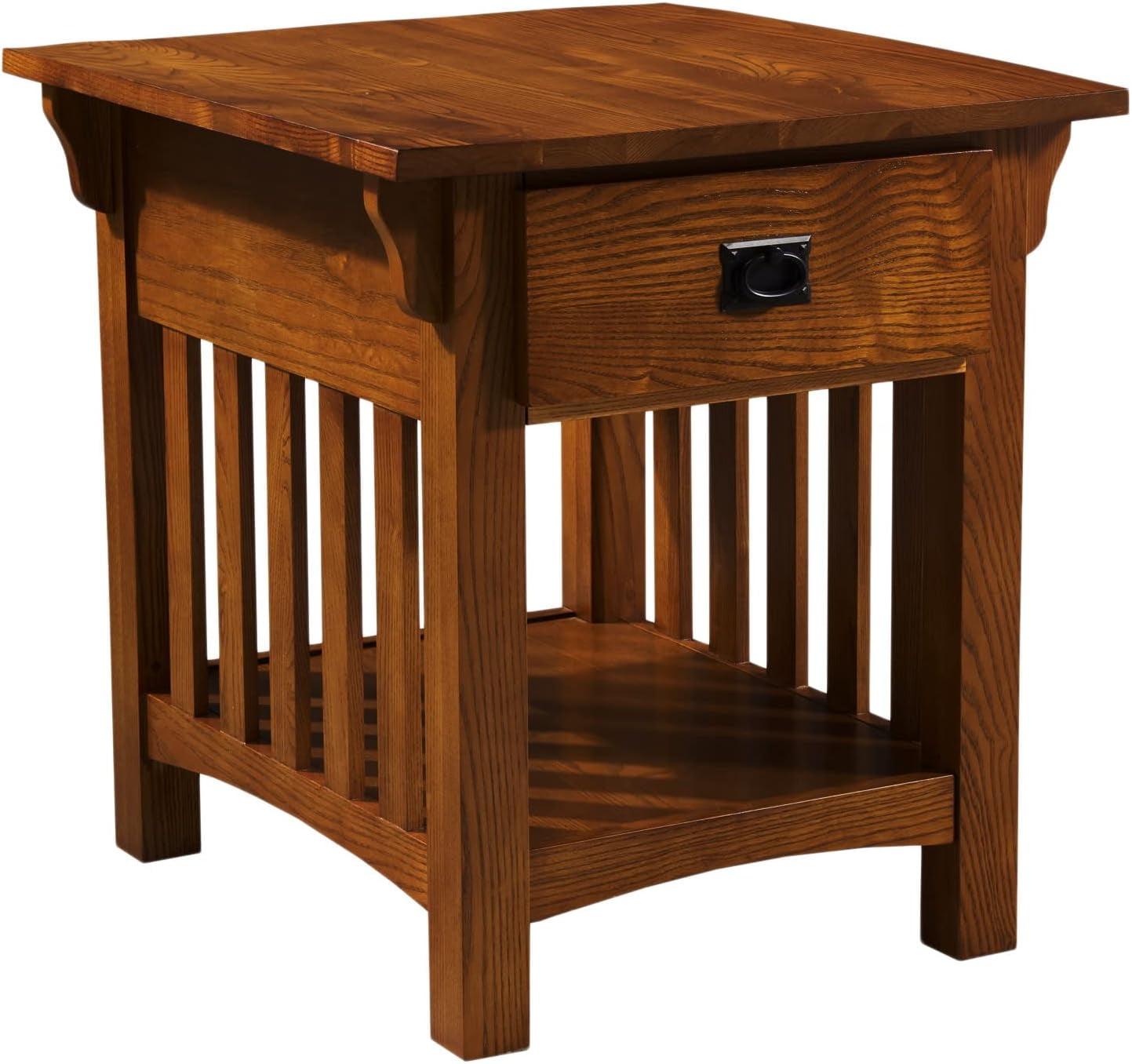Impeccable Secret Compartment, Locking Drawer Nightstand Side Table, Medium Oak