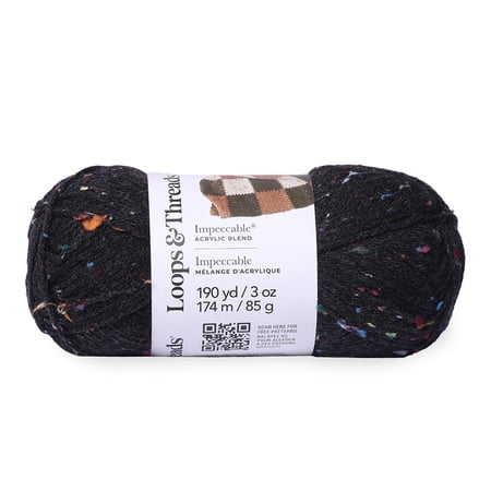 Loops & Threads Impeccable Tweed Yarn - Fleck Yarn for Knitting, Crochet, Weaving, Arts & Crafts - Charcoal, Bulk 18 Pack