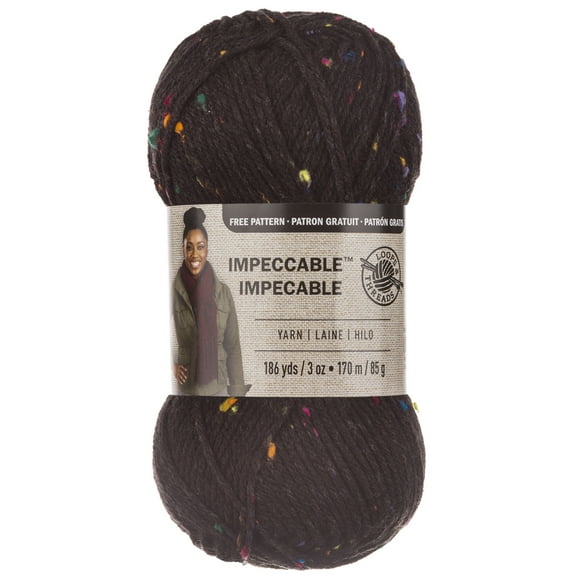 Impeccable Tweed Yarn by Loops & Threads - Fleck Yarn for Knitting - Crochet - Weaving - Arts & Crafts - Charcoal - Bulk 18 Pack