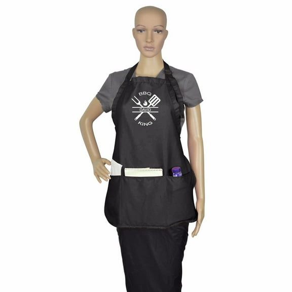 Impecgear BBQ King/Queen Unisex Adult Custom Apron - Black/White