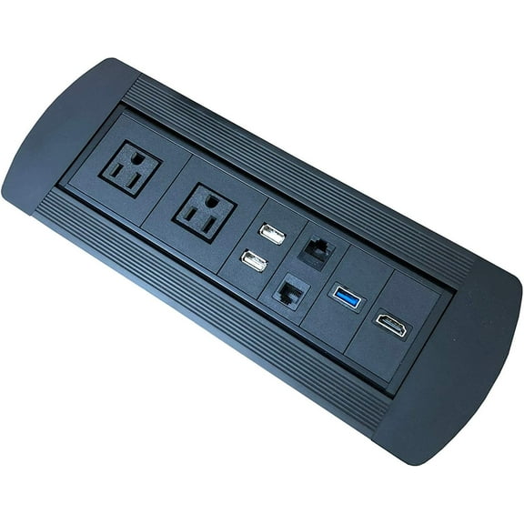 Impecgear UL Listed Power Plug in-Desk Fast Power Center - 1 USB Port/ 1 Type-C Port/1 HDMI/2 CAT 6/1 Type C