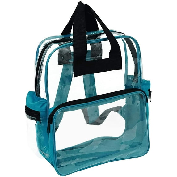 Impecgear Unisex Travel Bag Clear Unisex Transparent School Security Backpack (15" CBP3121 - Clear/Teal)