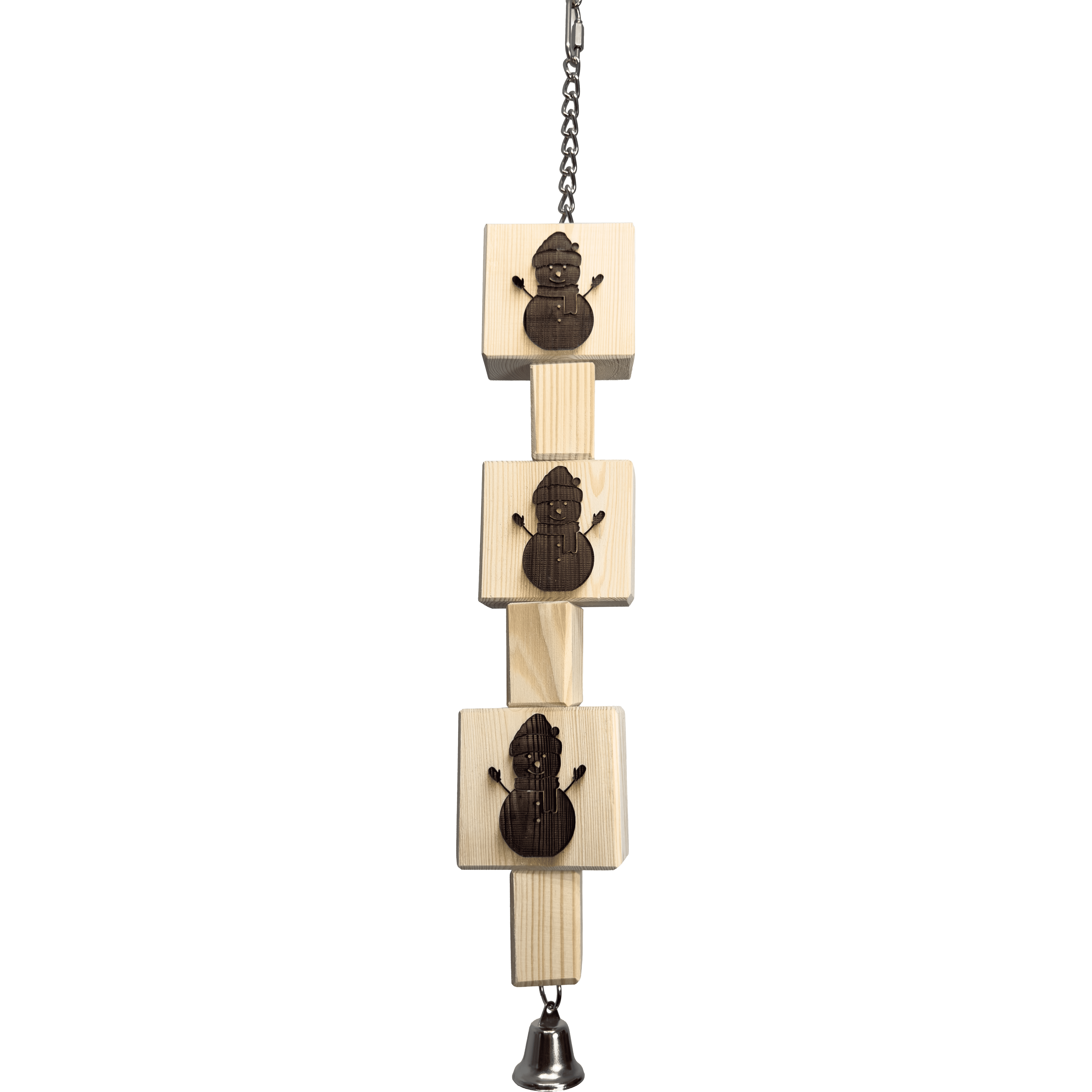 Impeckable Bird Toys 1401 Triple Snowman Natural Chew Holiday Wood Blocks with Snowman Engraving, Climb and Chew Fun Handcrafted for Macaws, Cockatoos, Amazons, African Greys