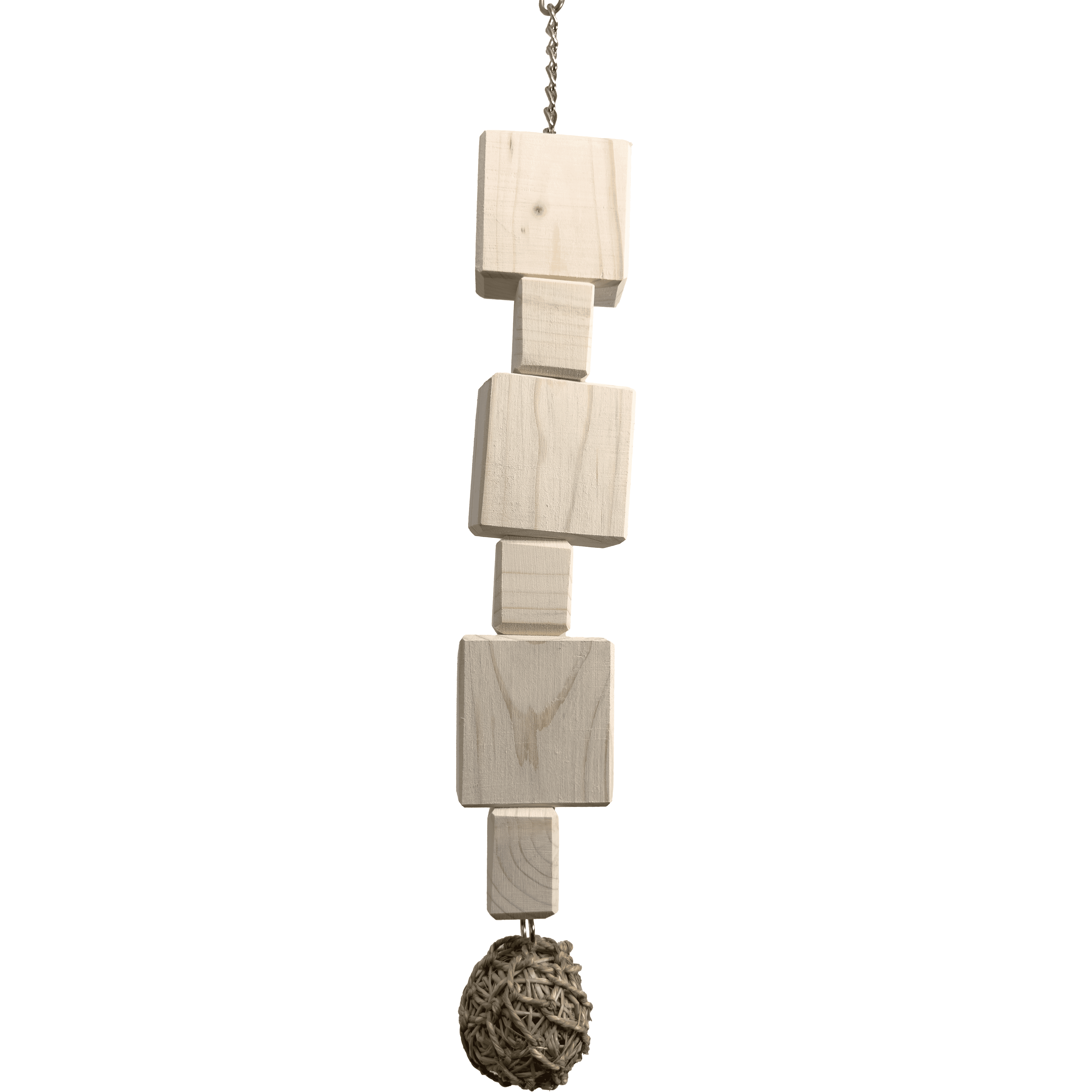 Impeckable Bird Toys 1813 Large Natural Seagrass Chew toy with untreated wood blocks and seagrass ball, foraging and shredding fun, handcrafted by us for Macaws, Cockatoos, African Greys
