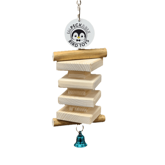 Impeckable Bird Toys 1971 Medium Sola Block Wood Stack Natural Sola Bark Logs Wood Blocks Hanging Chewing Shredding Foraging Climbing Enrichment Toy Handcrafted for Amazons Quakers