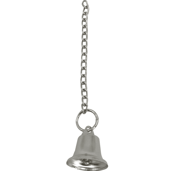 Impeckable Bird Toys 301 Small Toy Main Chain Bell Combo crafted from metal chain and bell, delivers sound enrichment, pulling and pecking play, handcrafted by us for Budgies Parrotlets Lovebirds