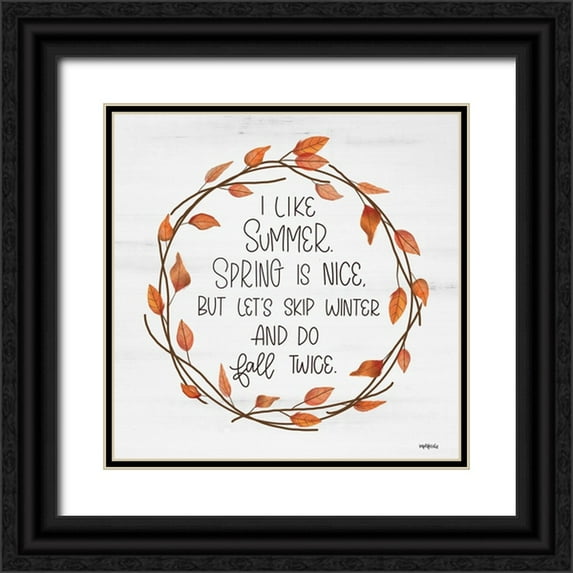Imperfect Dust 12x12 Black Ornate Wood Framed with Double Matting Museum Art Print Titled - Fall Twice Wreath
