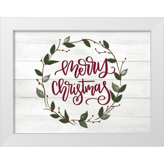 Imperfect Dust 14x12 White Modern Wood Framed Museum Art Print Titled - Christmas Wreath