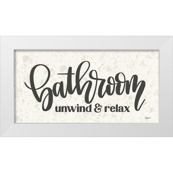 Imperfect Dust 32x18 White Modern Wood Framed Museum Art Print Titled - Bathroom - Unwind and Relax