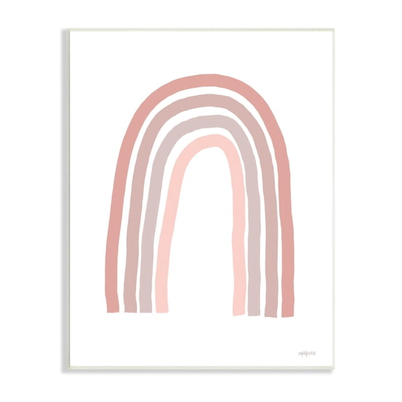 Imperfect Dust Minimalistic Rainbow Drawing Quiet Pink Pastel Stripes 10" x 15" Framed Drawing Art Prints by Stupell Home Décor