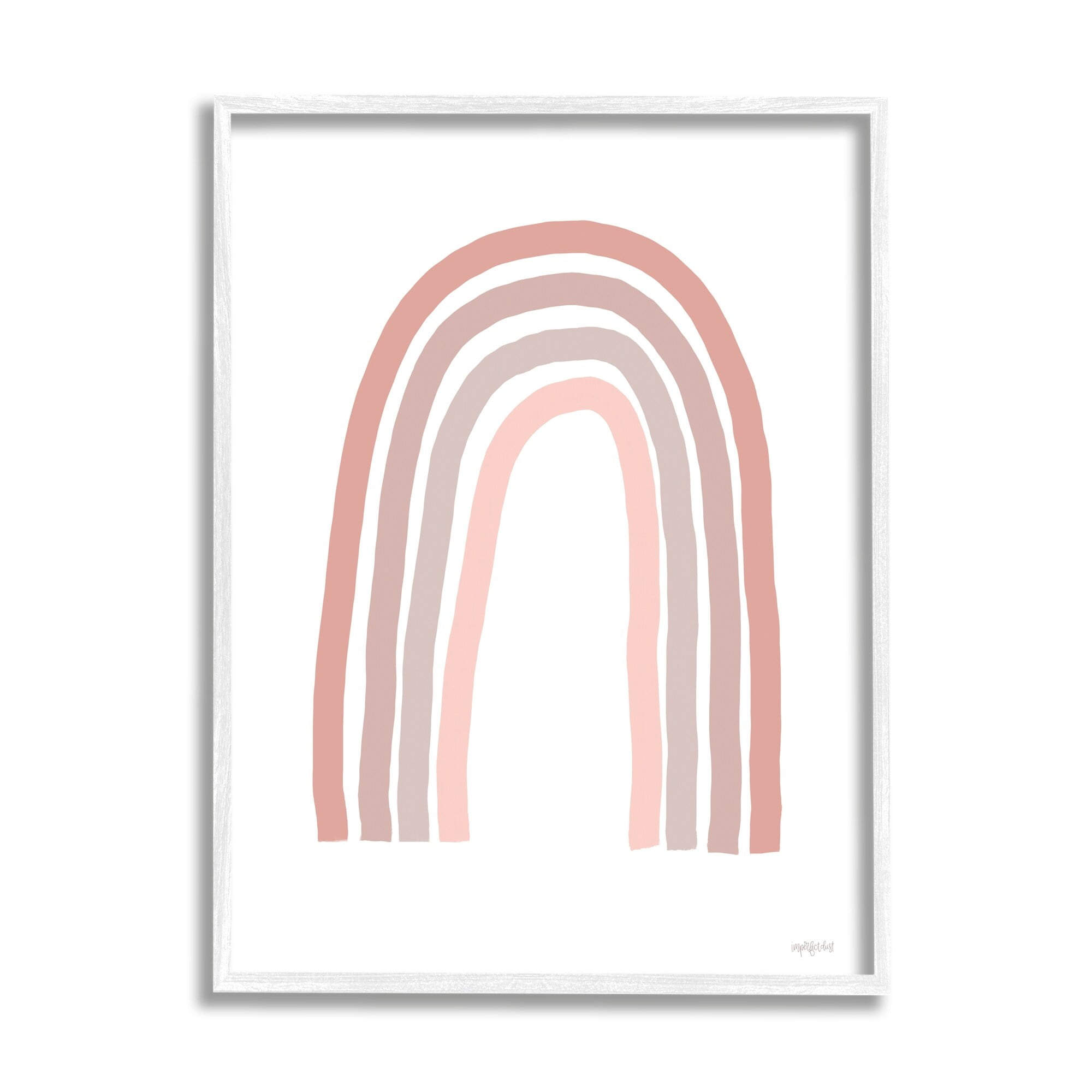 Imperfect Dust Minimalistic Rainbow Drawing Quiet Pink Pastel Stripes 11" x 14" Framed Drawing Art Prints by Stupell Home Décor