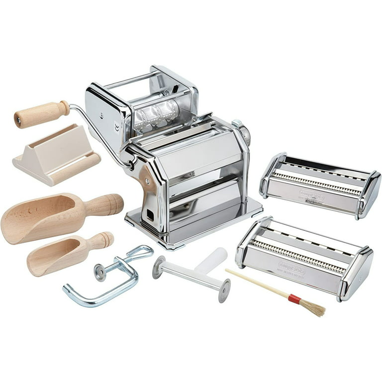 Imperia Pasta Maker Machine- Deluxe 11 Piece Set w Machine, Attachments,  Recipes and Accessories 