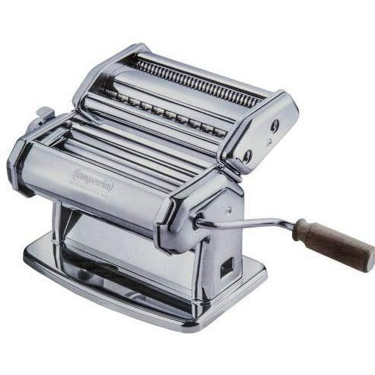 Imperia Pasta Maker Machine - Heavy Duty Steel Construction w Easy Lock  Dial and Wood Grip Handle- Model 150 Made in Italy 