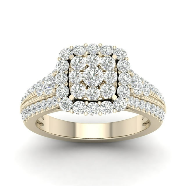 Imperial 1 1/2Ct TDW Diamond 14K Yellow Gold Cluster Engagement Ring