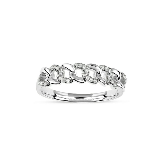 Imperial 1/10Ct TDW Diamond 10k White Gold Cuban Link Women's Band (H-I, I2)