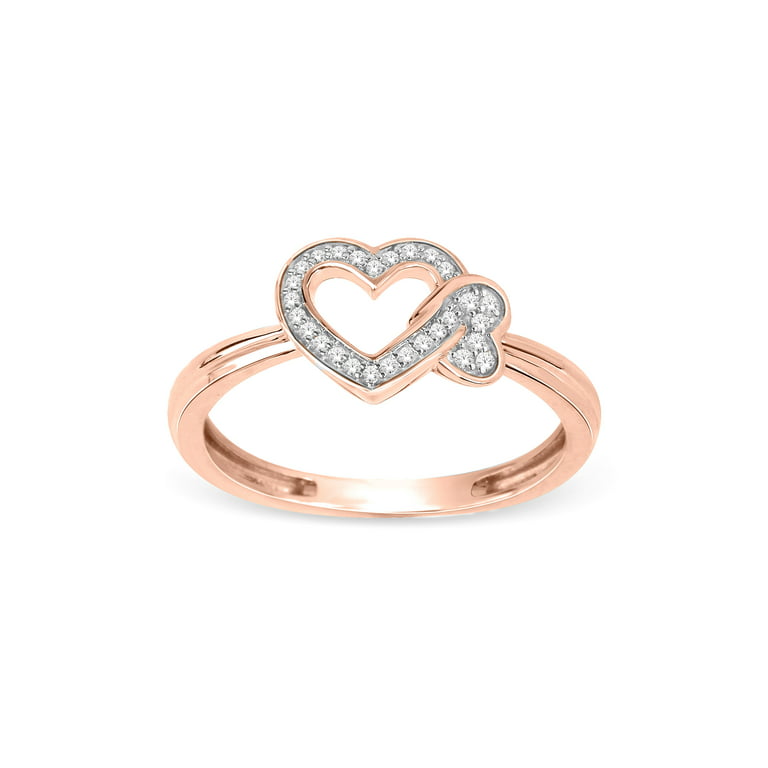 Imperial 1/10Ct TDW Diamond Twin Heart Ring in 10K Rose Gold (H-I, I2)