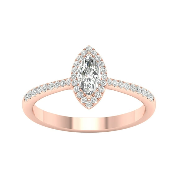 Imperial 1/2 Ct TDW Marquise Diamond Halo Engagement Ring in 10K Rose Gold (H-I, I2)