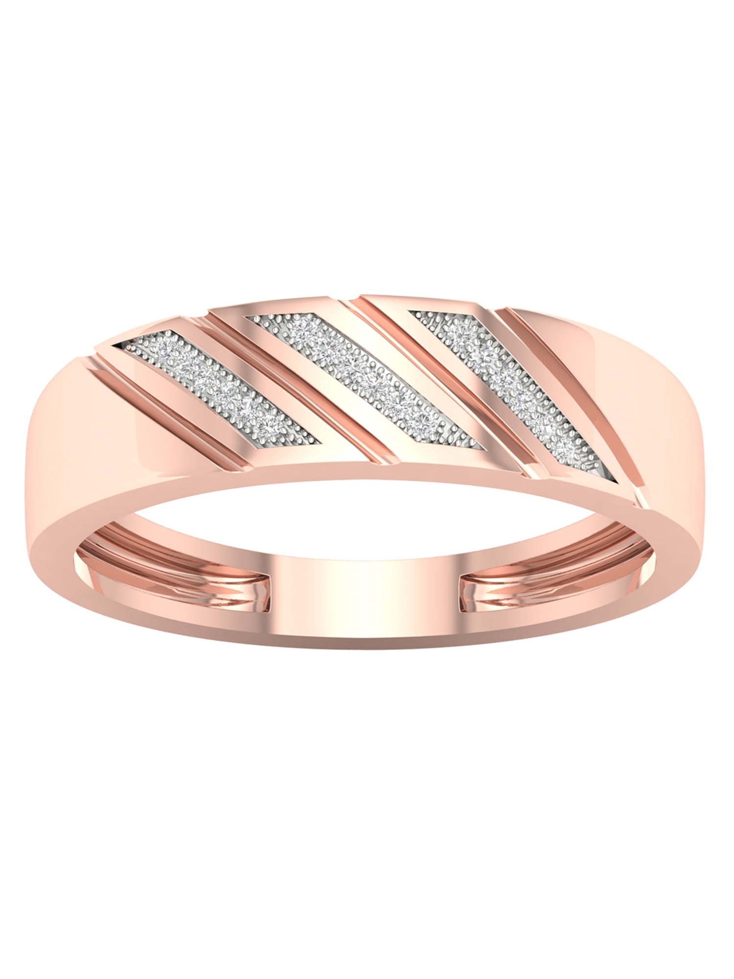 Imperial 1/20Ct TDW Diamond 10k Rose Gold Slanting Rows Mens Band (H-I