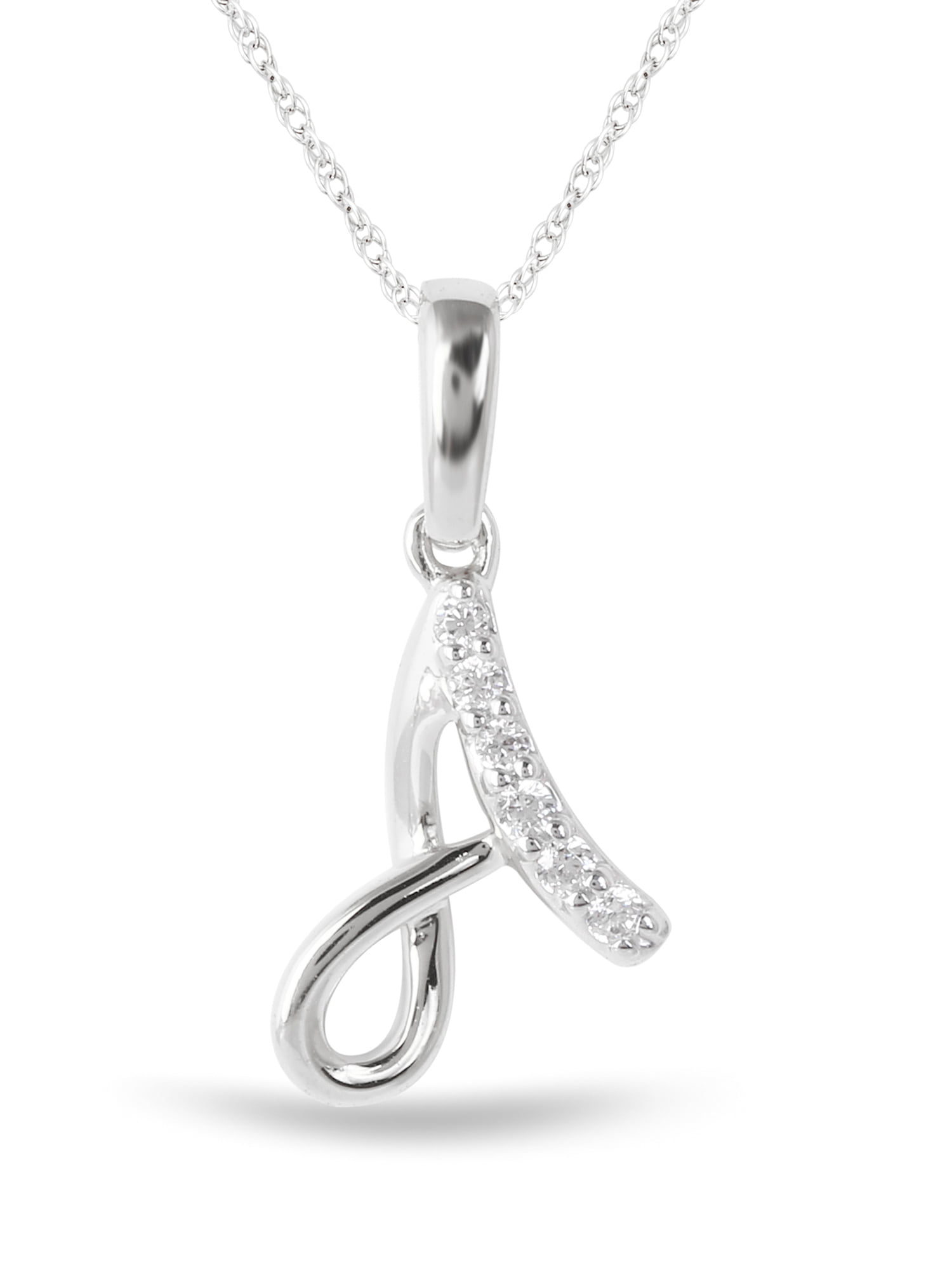 Imperial 1/20Ct TDW Diamond Alphabet A Pendant Necklace in Sterling ...