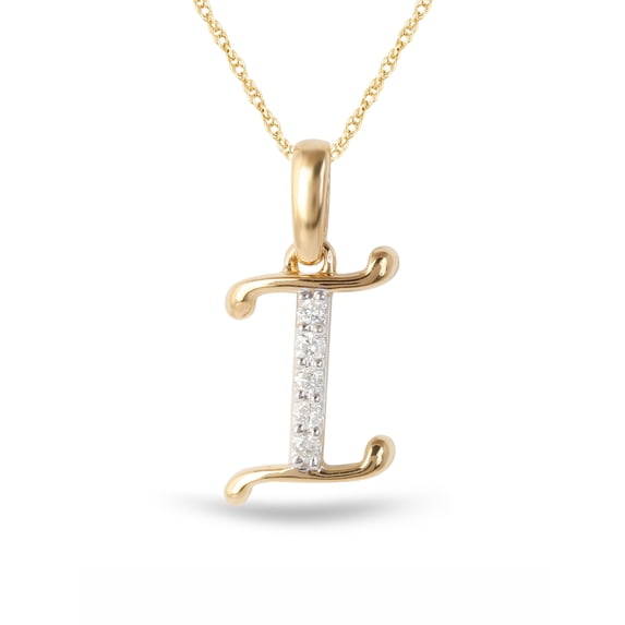 Imperial 1/20Ct TDW Diamond Alphabet I Pendant Necklace for Women in Yellow Plated Sterling Silver