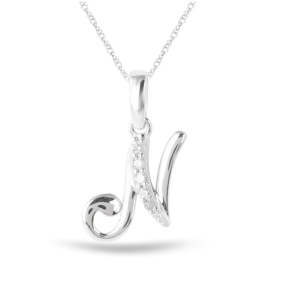 Imperial 1/20Ct TDW Diamond Alphabet N Pendant Necklace for Women in Sterling Silver