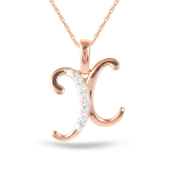 Imperial 1/20Ct TDW Diamond Alphabet X Pendant Necklace for Women in Pink Plated Sterling Silver