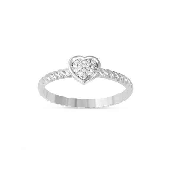 Imperial 1/20Ct TDW Diamond S925 Sterling Silver Heart Shape Cluster Promise Ring