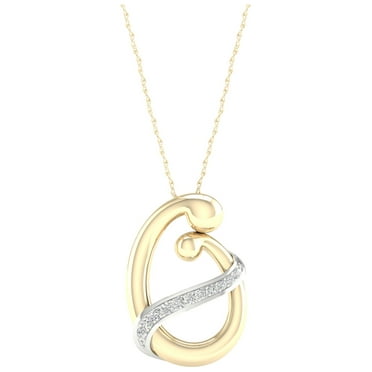 Imperial 1/20Ct TDW Diamond Yellow Gold Plated Silver Mom and Child Necklace (H-I, I2)