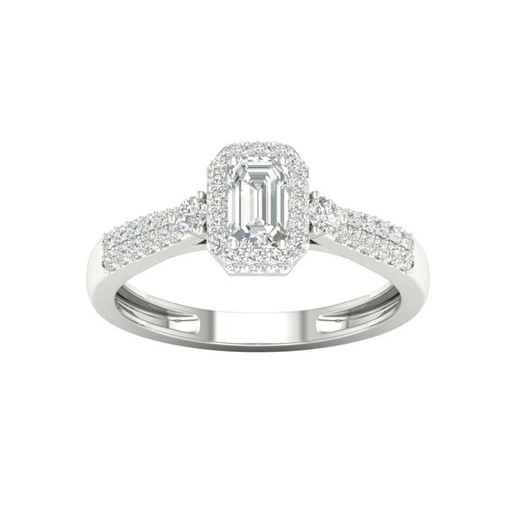Imperial 1/2Ct TDW Baguette Diamond 14k White Gold Halo Engagement Ring (H-I, I2)